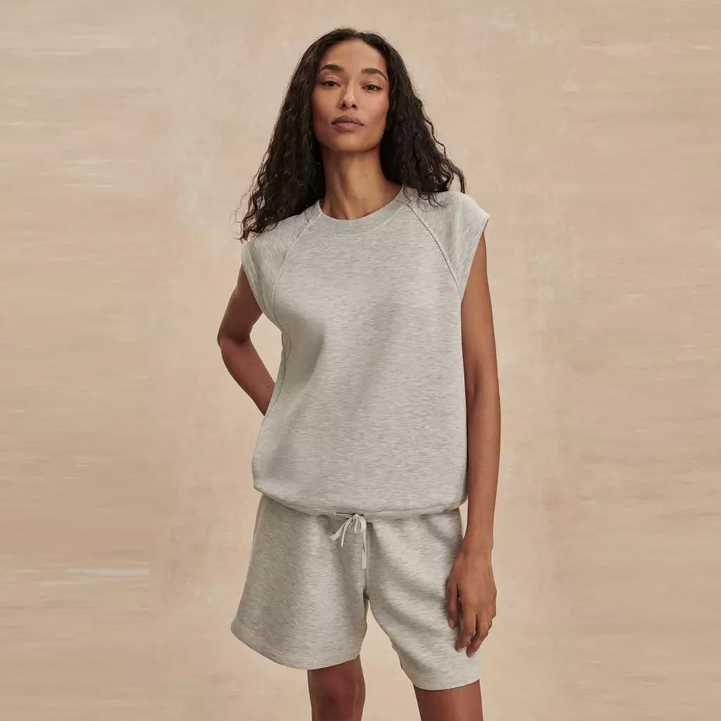 Salome Raglan Tee - Light Grey Marl