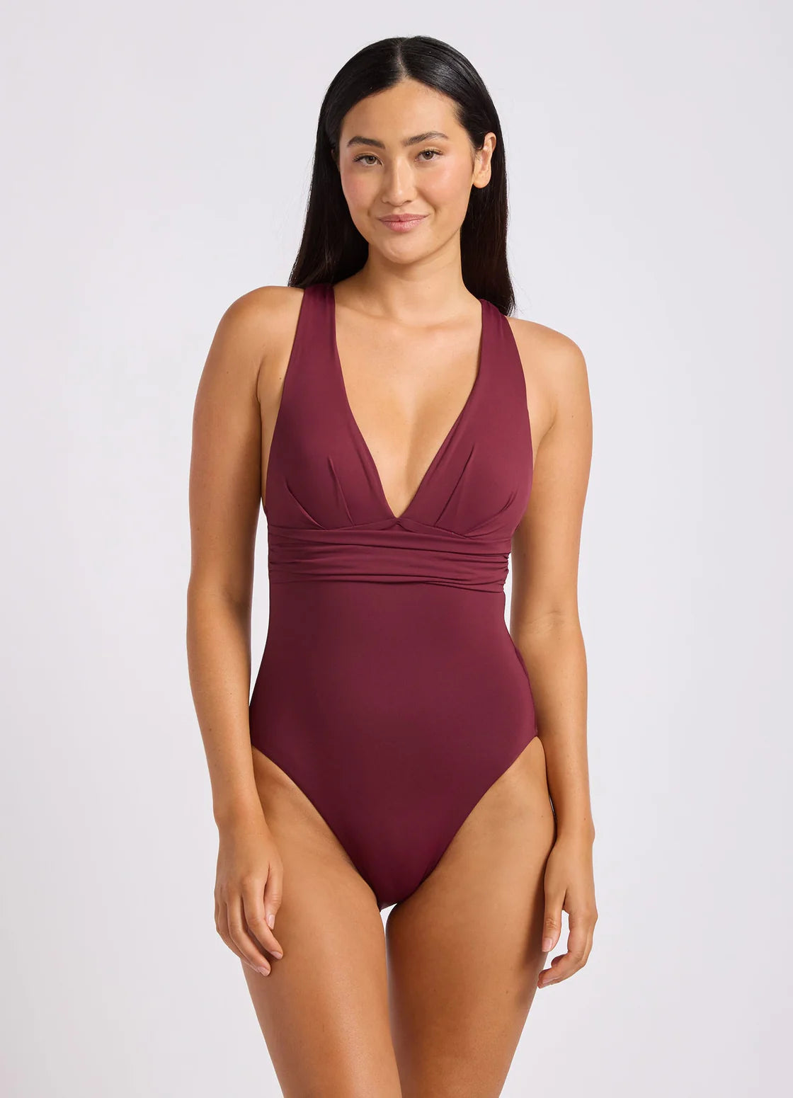 Cross Back One Piece - dark burgundy