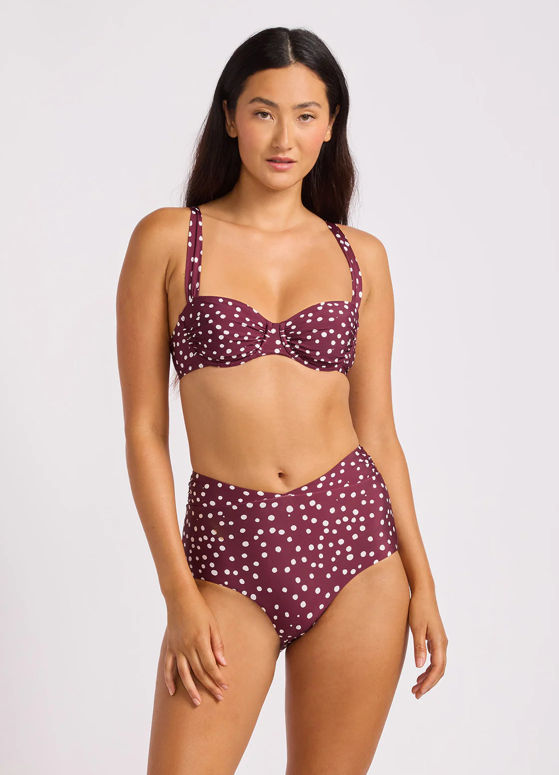 Ruched Underwire Bra - Dark Burgundy