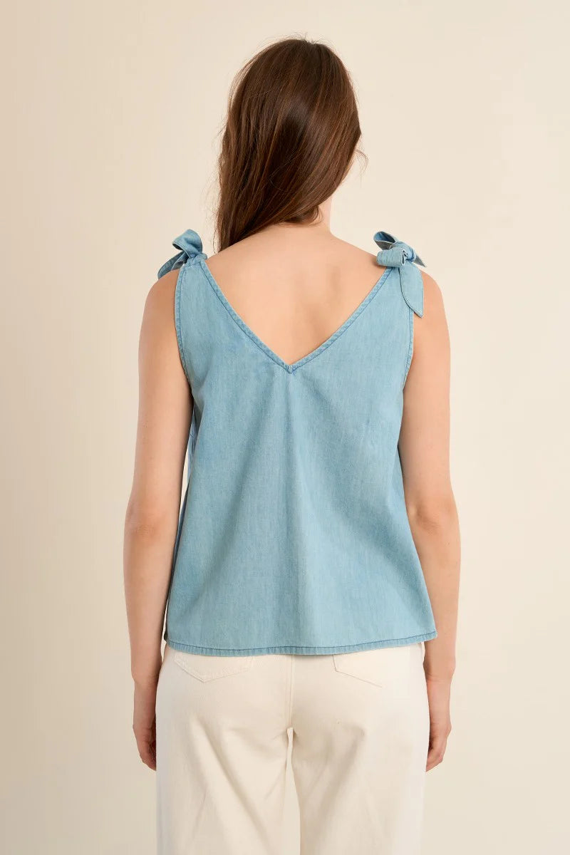 Cotton tank top - tie straps
