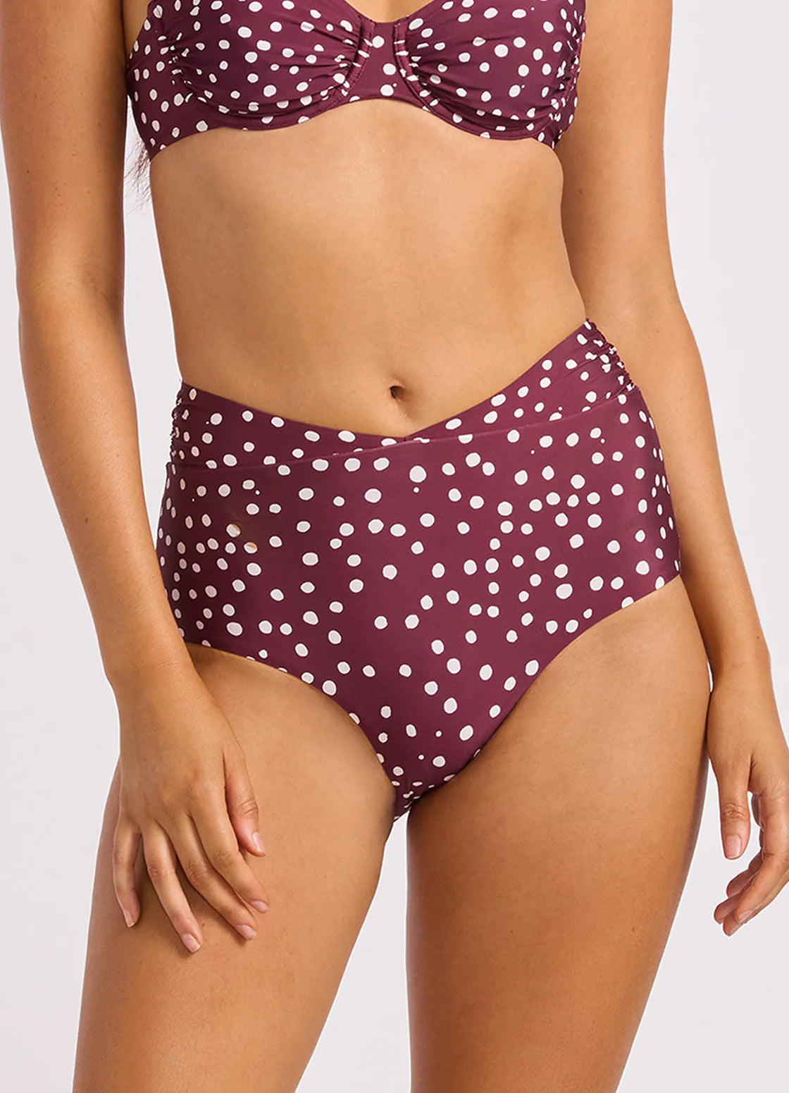 Ruched Bank High Waist Pant - Dark Burgundy