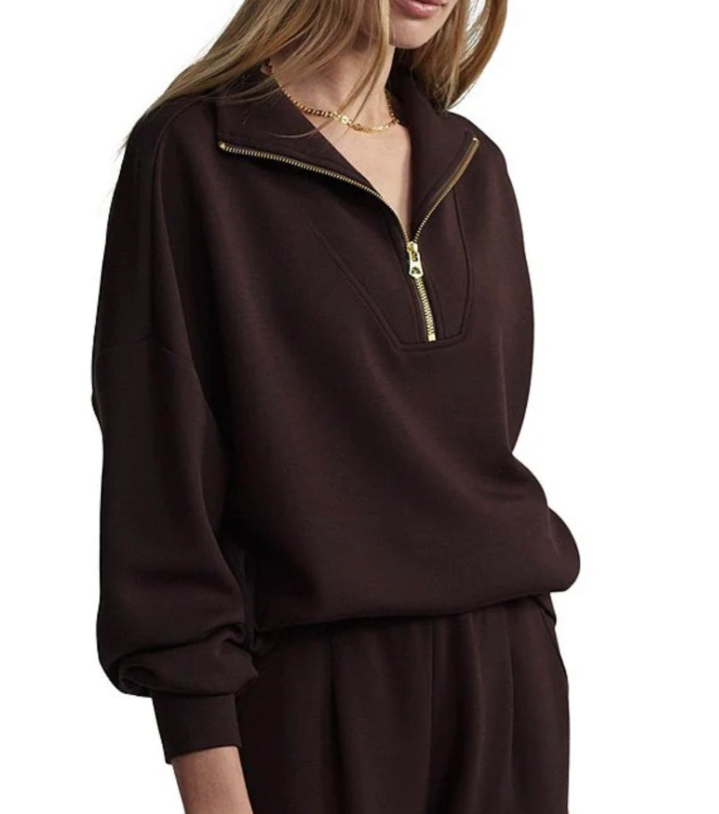 Hawley Half Zip Sweat - Coffee