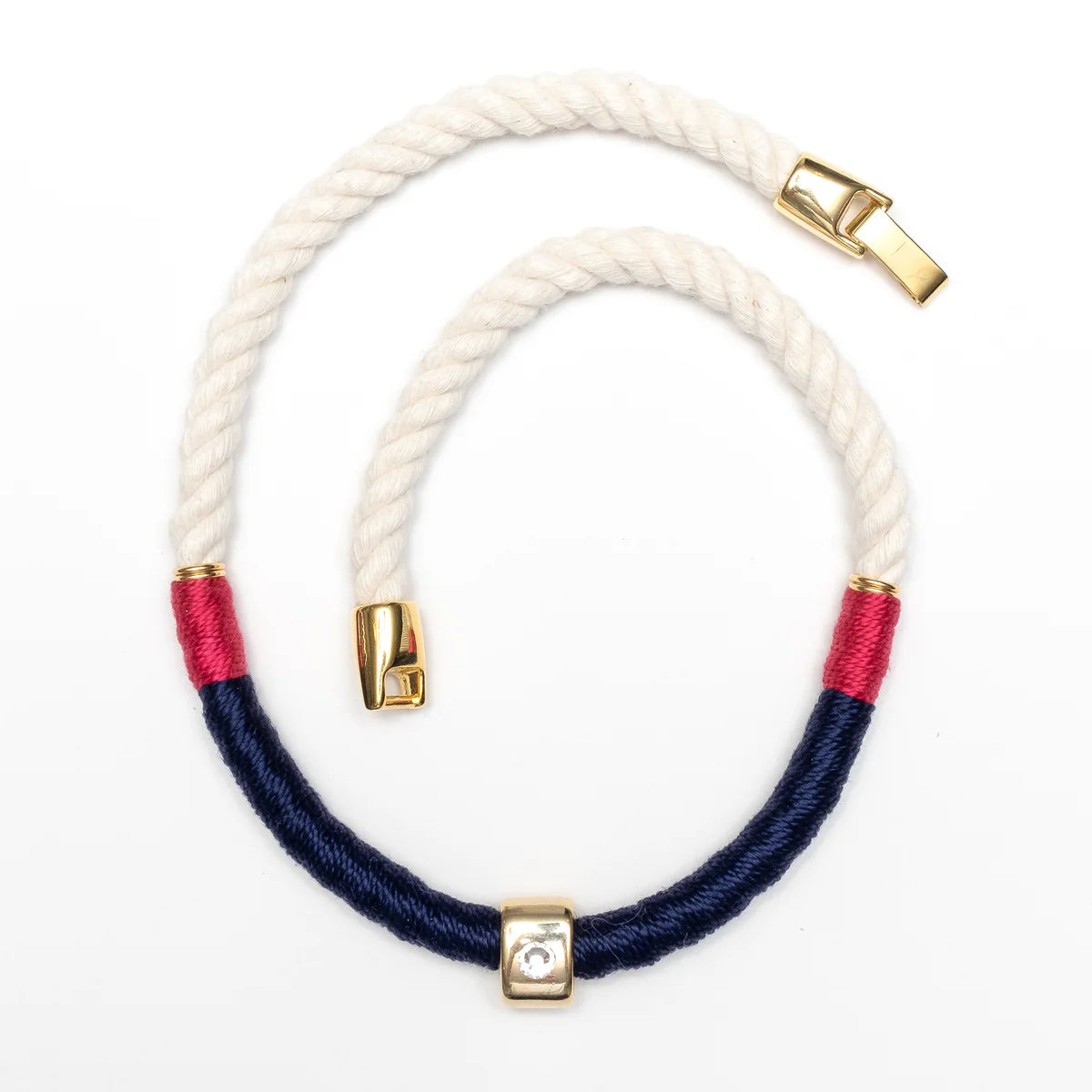 Belmont rope necklace- ivory/navy/pink/gold