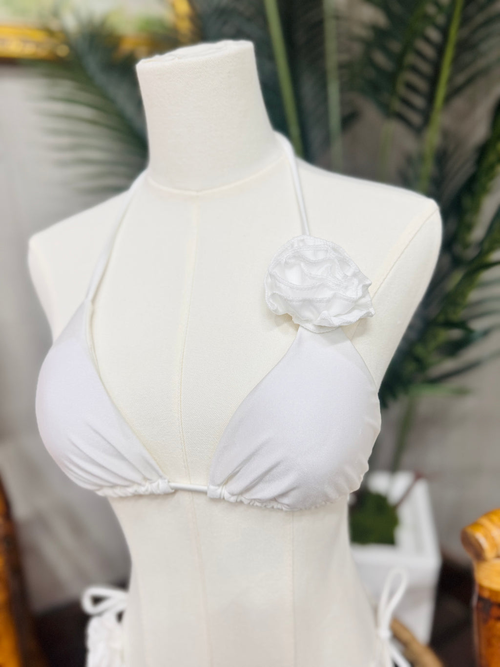 White Rose Bikini Top