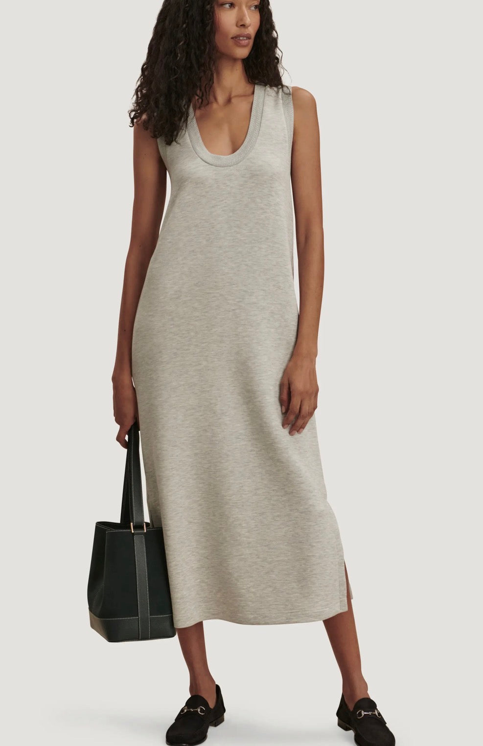 Kyler Tank Midi Dress - Light Grey Marl