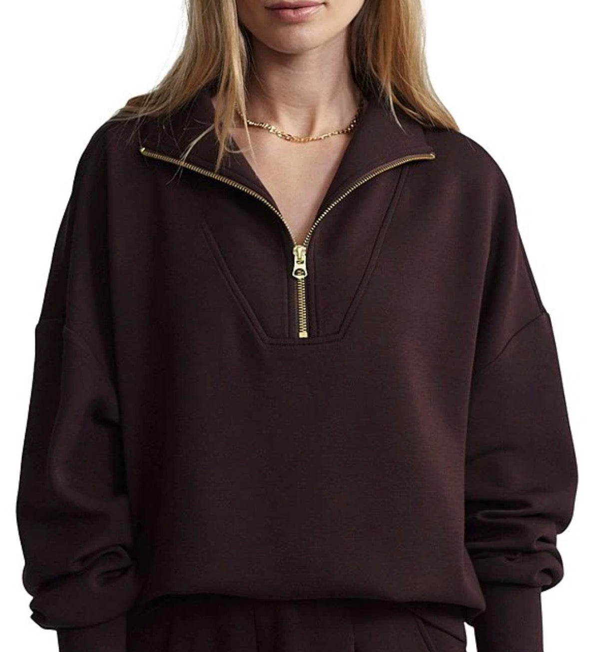 Hawley Half Zip Sweat - Coffee