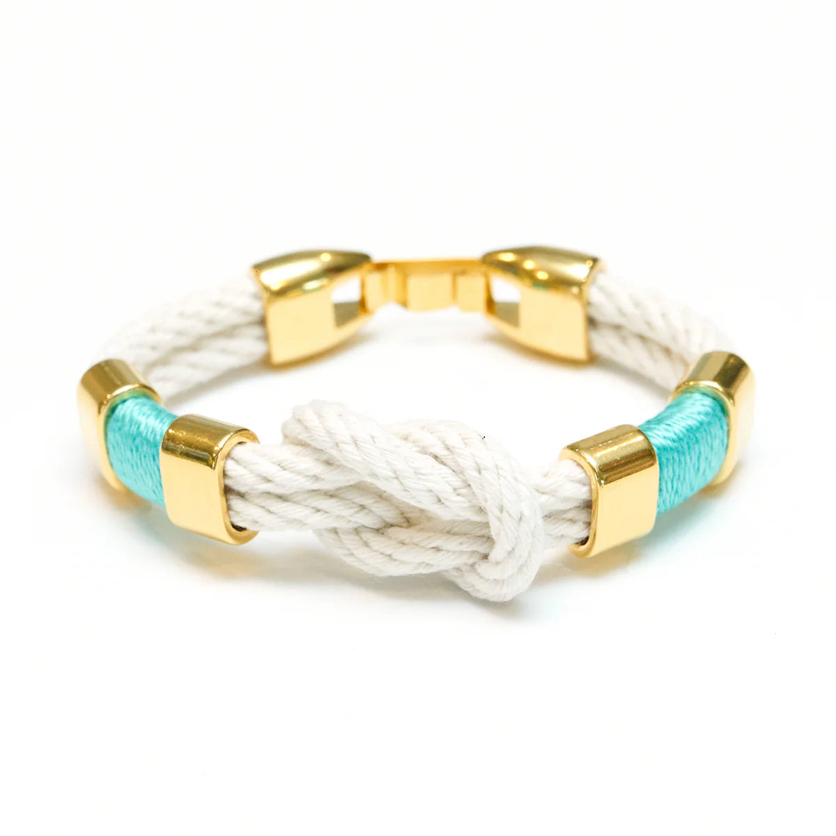 Starboard -ivory/turquoise/gold rope bracelet