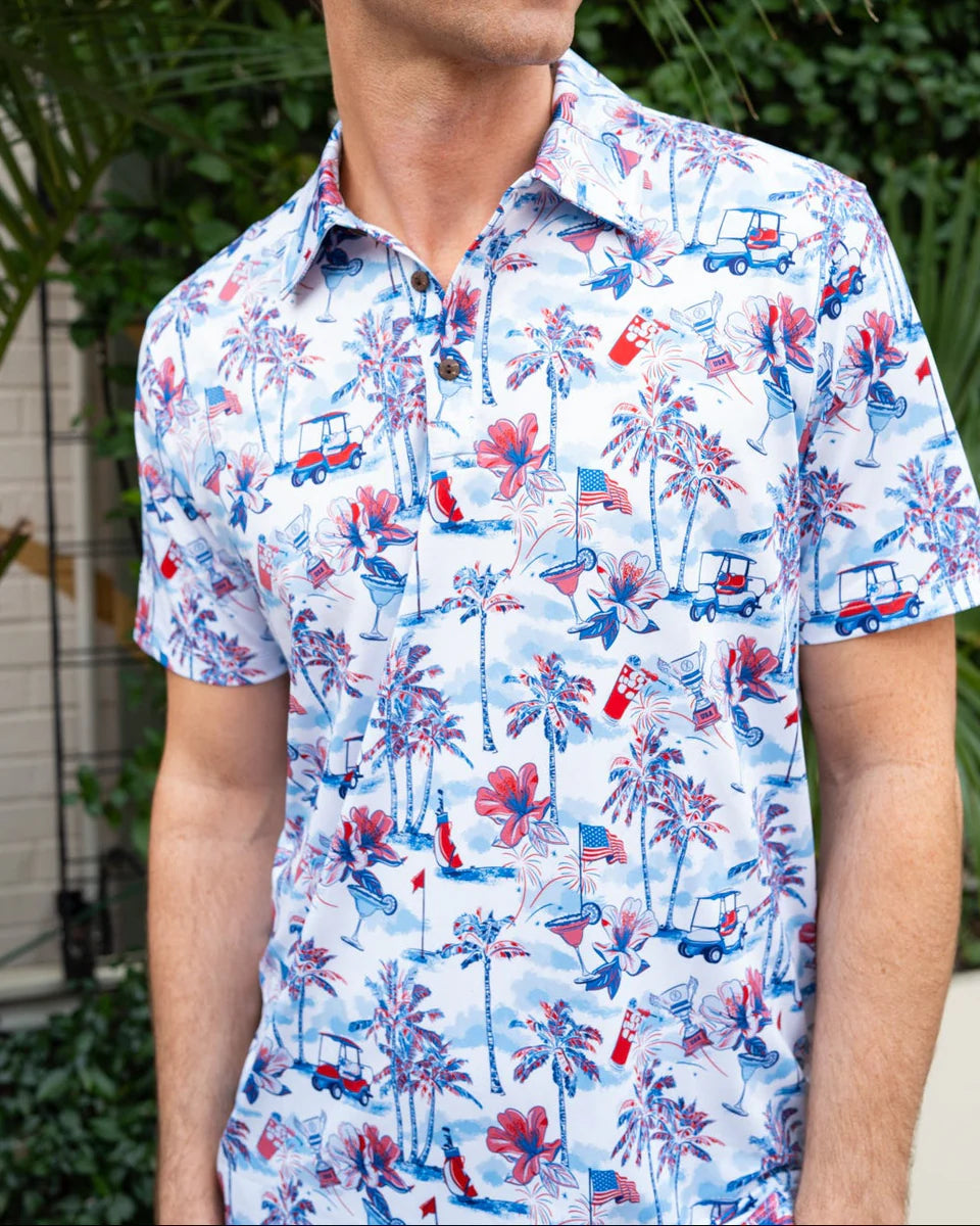 The Red, White, & Bloom - Golf Shirt
