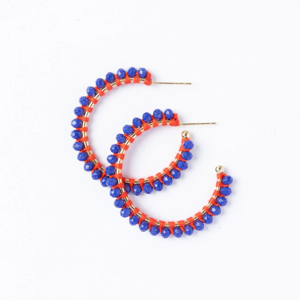 Lillian Crystal Threaded Beads Hoop Royal Blue