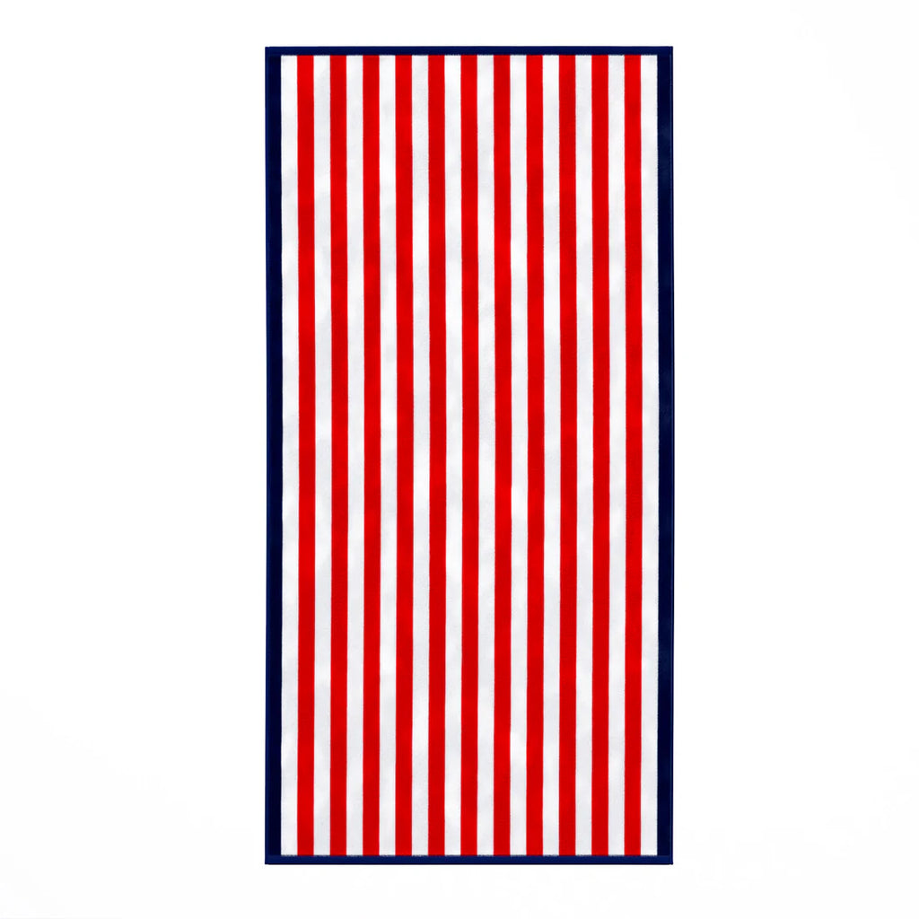Oversized Striped Beach Towel in Red and Navy