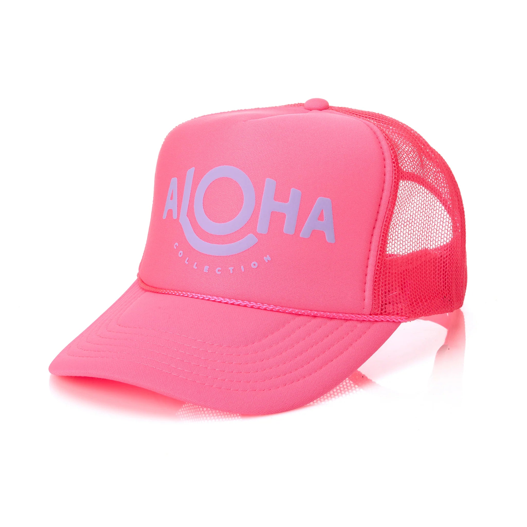 Aloha Trucker Hat - Lavender/Neon Pink